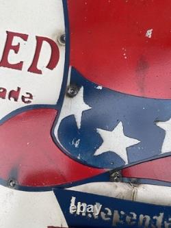 Red Hat Gas Motor Oil Vintage Mechanic Round Metal Tin Sign, 24