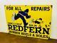 Redfern Rubber Heels Enamel Sign Advertising Decor Mancave Garage Metal Vintage