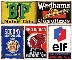Reproduced Vintage Tin Sign Pack, Gas Oil Retro Advert Antique Metal Signs