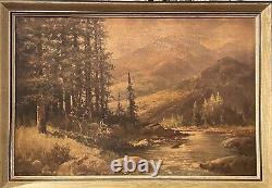 Robert Wood (Americ.), VTG c. 1960's Textured Oleograph Majestic Peaks, Signed