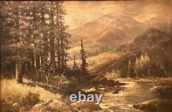 Robert Wood (Americ.), VTG c. 1960's Textured Oleograph Majestic Peaks, Signed