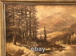 Robert Wood (Americ.), VTG c. 1960's Textured Oleograph Majestic Peaks, Signed