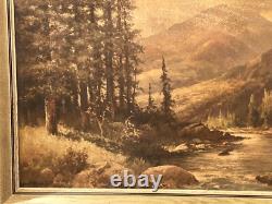 Robert Wood (Americ.), VTG c. 1960's Textured Oleograph Majestic Peaks, Signed