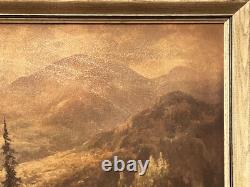 Robert Wood (Americ.), VTG c. 1960's Textured Oleograph Majestic Peaks, Signed