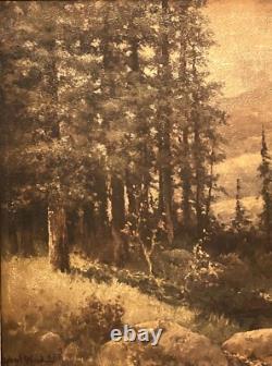 Robert Wood (Americ.), VTG c. 1960's Textured Oleograph Majestic Peaks, Signed