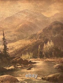 Robert Wood (Americ.), VTG c. 1960's Textured Oleograph Majestic Peaks, Signed