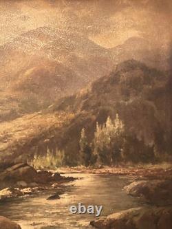 Robert Wood (Americ.), VTG c. 1960's Textured Oleograph Majestic Peaks, Signed