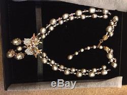 SALEVintage Miriam Haskell Glass pearl rheinstone Necklace! Signed, RARE