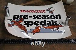 SCARCE 1960s NOS WINCHESTER DEALER DOOR WINDOW SIGN SET OF 4 WITH TUBE FATHER'S