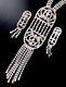 Schiaparelli Signed Crystal Rhinestone Silver Vtg Art Deco Necklace Earring Set