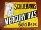 Super Rare Mercury Oils Vintage Flange Gas Porcelain Sign 1930s Super Rare