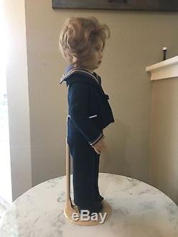 Sailor Boy Rare 17 inch Felt Lenci Doll Vintage 1930s. Signed on both feet