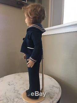 Sailor Boy Rare 17 inch Felt Lenci Doll Vintage 1930s. Signed on both feet