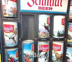 Schmidt Beer Plastic Beer Can Display Collector Series with Cans Vintage Sign T
