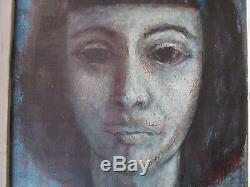 Schnabel Signed Painting Vintage 1960's Abstract Expressionism Portrait Female