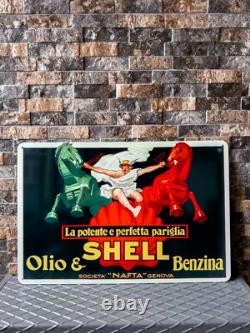 Shell Benzina Olio Vintage Italian Heavy Metal Sign XXL 24x16(60x40 cm)