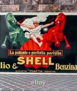 Shell Benzina Olio Vintage Italian Heavy Metal Sign XXL 24x16(60x40 cm)