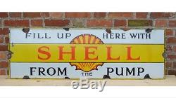 Shell Oil Gas Porcelain Sign 1924 Vintage Real 18 x 54 Enamel Antique pump old