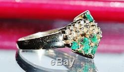 Signed BH vintage Effy 14k yellow gold 1.65ct emerald & diamond size 6 ring 4.6g