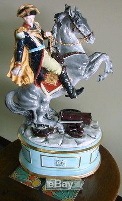 Signed Dresden MASSIVE German Porcelain Figurine Statue Napoleon VTG Antique