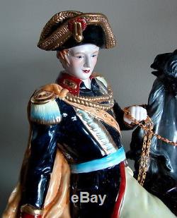 Signed Dresden MASSIVE German Porcelain Figurine Statue Napoleon VTG Antique