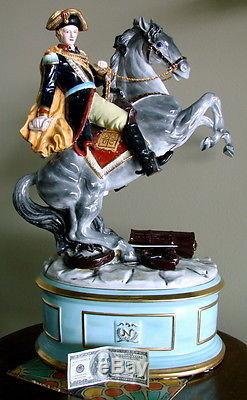 Signed Dresden MASSIVE German Porcelain Figurine Statue Napoleon VTG Antique