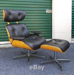 Signed vtg Selig Mid Century Lounge Chair & Ottoman Eames Herman Miller 2 avlble