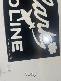 Skylark Gasoline Porcelain Enamel Vintage Sign Aviation Clouds Petroliana 16x6.5