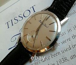 Solid 14k Gold Vintage 1960's Men's Mathey Tissot Swiss Dress Watch SIGNED