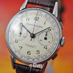 Special Girard Perregax Vintage Chronograph Valjoux 22 Large Signed Gents Watch
