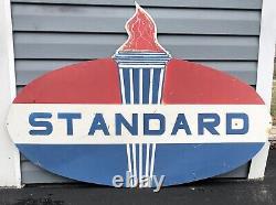 Standard Enamel on Metal 48 Gas Station Sign All-Original Vintage