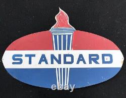 Standard Enamel on Metal 48 Gas Station Sign All-Original Vintage
