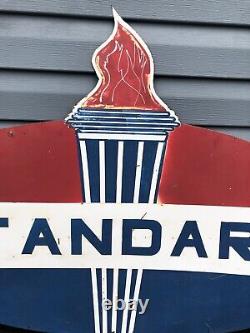 Standard Enamel on Metal 48 Gas Station Sign All-Original Vintage