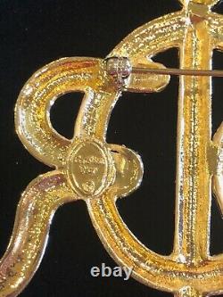 Stunning Vintage Christian Dior Crystal Brooch Pin Signed