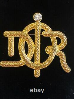 Stunning Vintage Christian Dior Crystal Brooch Pin Signed