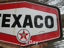 TEXACO 1950's Gasoline Station 2 Sided Porcelain Sign 17'ft Pole Vintage