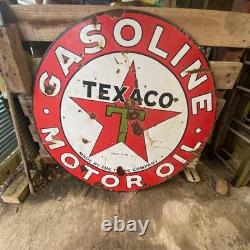 TEXACO Gasoline Motor Oil Porcelain Sign 42in Round Vintage 1931 Original