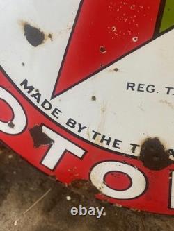 TEXACO Gasoline Motor Oil Porcelain Sign 42in Round Vintage 1931 Original