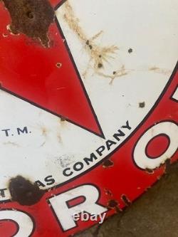TEXACO Gasoline Motor Oil Porcelain Sign 42in Round Vintage 1931 Original