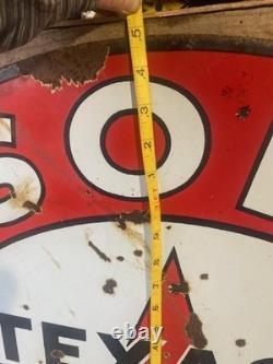 TEXACO Gasoline Motor Oil Porcelain Sign 42in Round Vintage 1931 Original