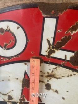 TEXACO Gasoline Motor Oil Porcelain Sign 42in Round Vintage 1931 Original