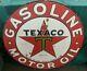 Texaco Gasoline Motor Oil Service Station 2 Sided Porcelain Sign 42 30s Vtg