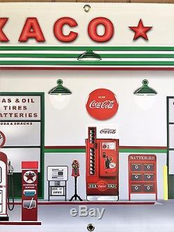 Texaco Vintage Gas Station Scene Wall Mural Sign Banner Huge Garage Art ...