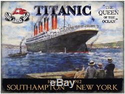 Titanic White Star Line Southampton New York Vintage Styl Poster Metal Wall Sign