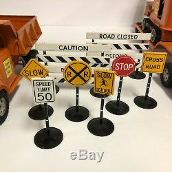 Tonka State Hi-Way Dept Set, Orange, with Safety Signs, Vintage 1950's