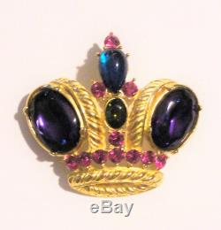 Trifari Vintage Crown Signed Brooch Limited Edition Rhinestone Collector Pin