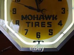 Ultra Rare Vintage Mohawk Tires Metal Neon Clock Gas Oil Service Station Lima Oh