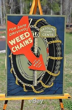 Vintage 1910 Weed Chains Gas Today Display Sign Unfindable Investment Piece
