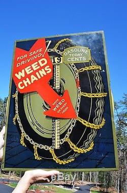 Vintage 1910 Weed Chains Gas Today Display Sign Unfindable Investment Piece