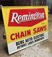Vintage 1950's Remington Guns Chain-saws Dealer 57 Metal Embossed Rare Sign